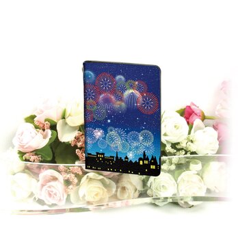 二つ折りパスケース/ICカードケース/カードケース【花火Ⅲ（HANABI Ⅲ）】（名入れ可）