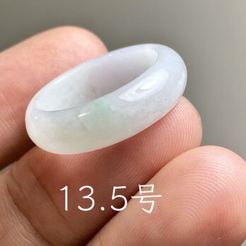 L18-74 氷糯種 薄白緑 13.5号 ミャンマー産 A貨 本翡翠 くりぬき リング