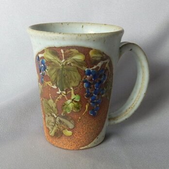 釉描彩葡萄図麦酒杯