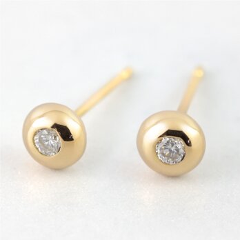 K18 一粒ダイヤ ボールピアス｜片耳販売 ダイヤモンド 一生物ジュエリー ご褒美ピアス