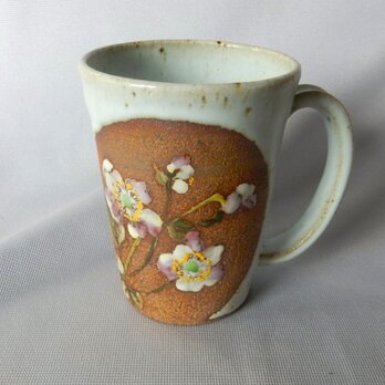 釉描彩シュウメイギク図麦酒杯