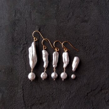 【K14gf】Baroque Pearl［！］ Earring ／バロックパール 感嘆符ピアス（片耳用）Medium