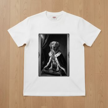 ゴールデンレトリバー半袖Tシャツ ルネサンス風モノクロ ホワイト 男女兼用