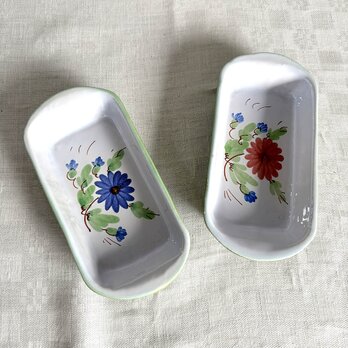 小皿　グラタン皿 2個セット　キャセロール　保存容器　小物入れ　花柄　レッドブルー　レトロ　12twen25-2,4　のコピー