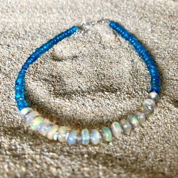 *sv925* Opal & Apatite Ocean エチオピア産プレシャスオパールとアパタイトの総天然石ブレスレット