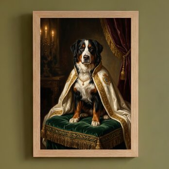 犬（バーニーズマウンテンドッグ）のルネサンス風肖像画 A4額装インテリア壁掛け