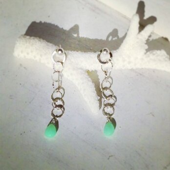 シルバーピアス Hoops w/Chrysopraseの画像