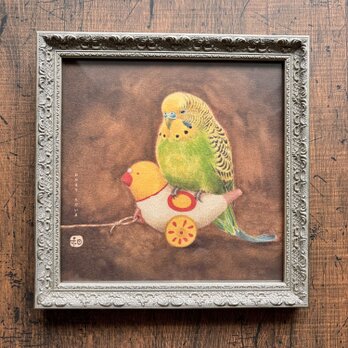セキセイインコの絵 ハンドメイド・アンティーク・ヴィンテージ作品