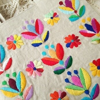 両面刺繍手提げバック「チューリップ」