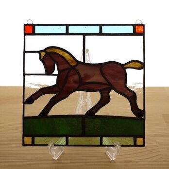 ステンドグラス ミニパネル 馬 15cmの画像