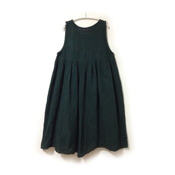 ギャザーたっぷりジャンパースカート/緑/【エコ染料】/ガーゼ服 ※受注製作