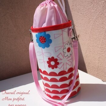 保冷・保温　お花のボトルホルダー　ショルダー紐付き