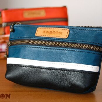 レザーマルチポーチ　小　(ネイビー)