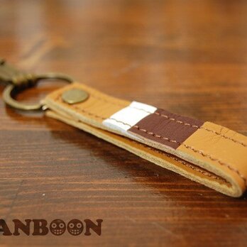 本革ベルトループキーホルダー（キャメル・白・茶タイプ）