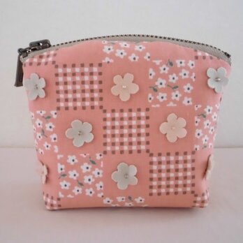 フラワーモチーフ付きミニポーチ