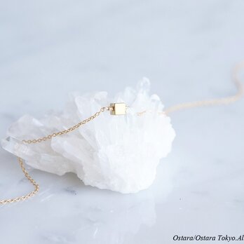 【14KGF】Necklace,Tiny Gemstone Gold Hematite diceの画像