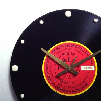 レコード盤壁掛け時計（格言・赤）の画像