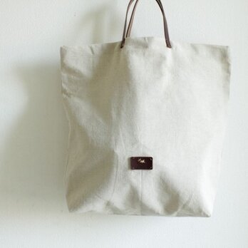 大きなリネン＆革の袋