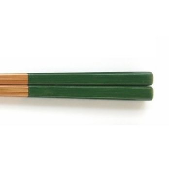 竹・自然塗料箸　大人色シリーズ　05-23　緑の画像