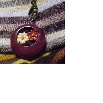 パープルのムーンイヤリング花月柄の画像