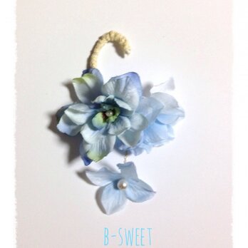 お花と紫陽花のイヤーフックＢ  (ブルー)右耳用の画像