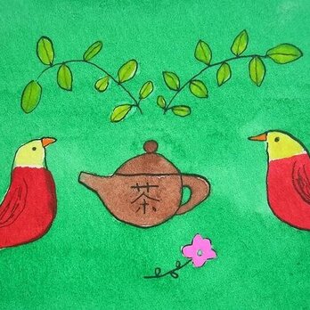 鳥とお茶の画像