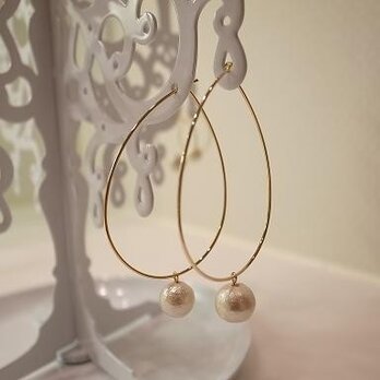 cotton pearl hoop earringsの画像