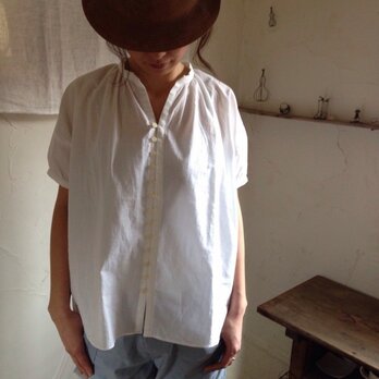 cotton/linen ギャザーブラウス LADY'S