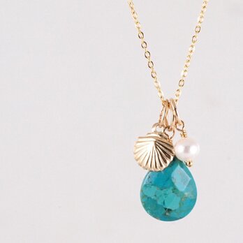 14KGF Drop Shell Necklace BLの画像