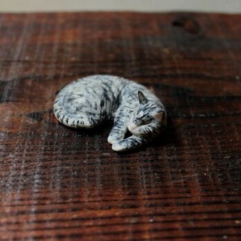 うたた寝　縞々　両手のびのび