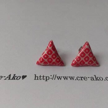 Triangle en Origami ピアス赤と白～送料0円の画像