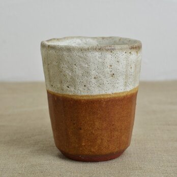 薄線紋筒湯のみ［さび茶］