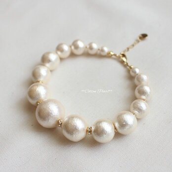 *ピンクCotton Pearl* 一連ブレスレットの画像