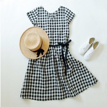 ＜受注製作＞ギンガムチェック・リネン・ワンピース