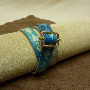 三重巻きブレスレット（ブルー）