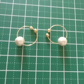 コットンパールイヤリングゴールド