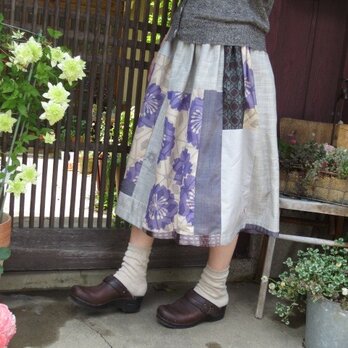 着物リメイク☆紬と銘仙がコラボして…優しいさいっぱいの夏74㎝丈の画像