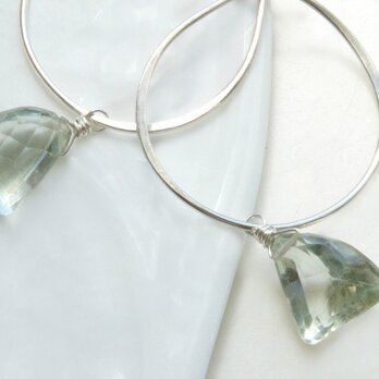 グリーンアメジストのフープピアス シルバー