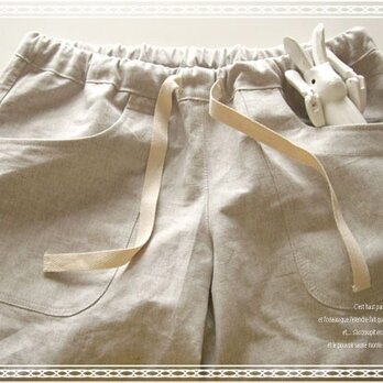 size9★ハーフリネン★ストレートパンツ★ナチュラル