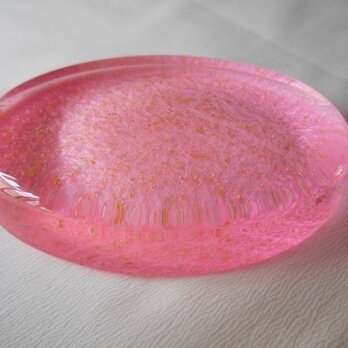 ガラス製ペーパーウェイト　オーバル　波　ピンクの画像