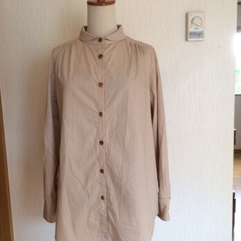 ロングシャツ ベージュ水玉