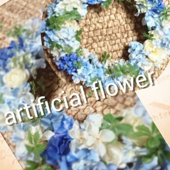 アジサイartificial flowerリースの画像