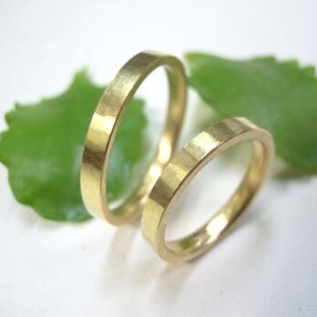 結婚指輪☆ゴールド製　打ち出し（鎚目・鍛造）シンプルな平打ちの画像