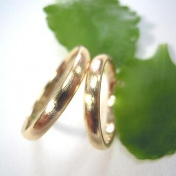 結婚指輪☆ゴールド製　荒仕上げ　シンプルな甲丸の画像