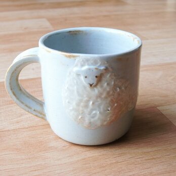 湯気から羊マグカップ(薄灰色・ぐるりバージョン)