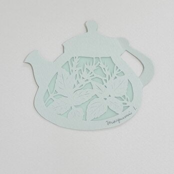ハンドカットのメッセージカード Tea pot (Herb)の画像