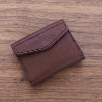 イタリア製牛革のコンパクト財布 ／ ダークブラウン