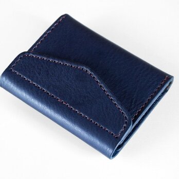 イタリア製牛革のコンパクト財布 ／ ネイビー