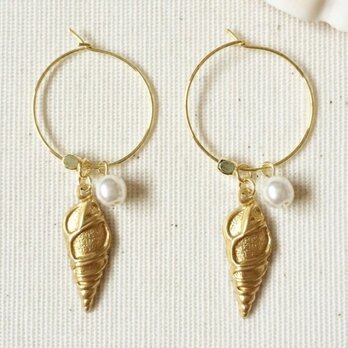 Shell hoop earrings 2の画像