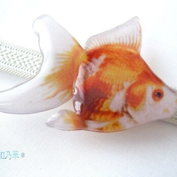 (帯留)リアルな琉金型　金魚　の画像